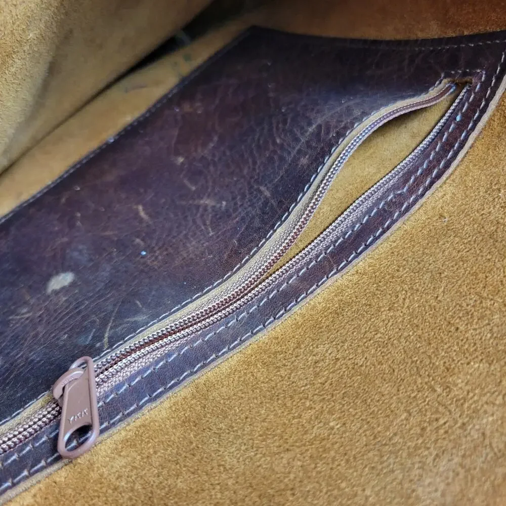 Cageless Birds Leather Tote Bag Large Shoulder Purse Brown Handcraft Minimalist - Picture 9 of 13